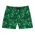 Tropical Monstera Swim Shorts — Men's Green Leaf Mid-Length Beach Trunks