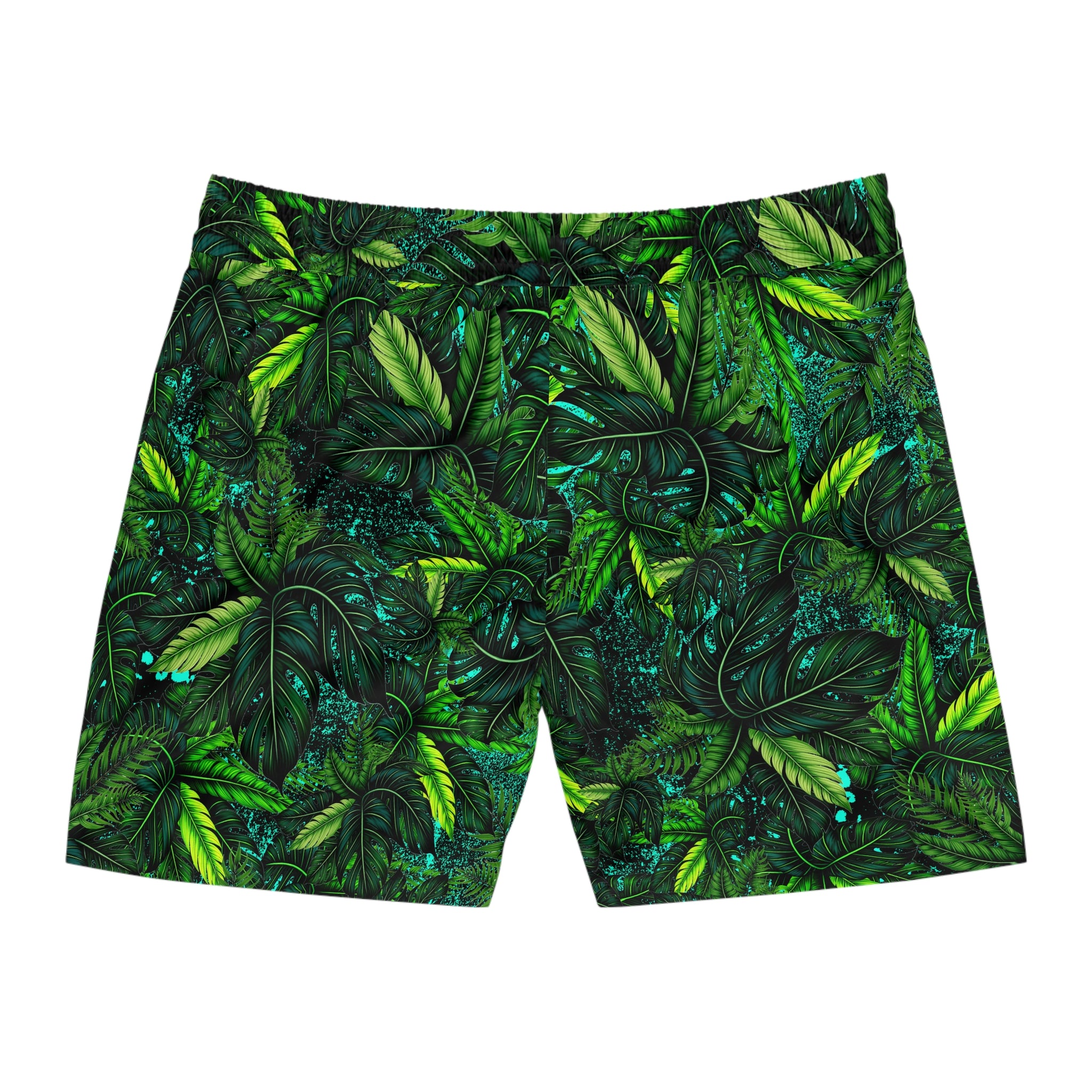 Tropical Jungle Leaves Swim Shorts | Men's Mid-Length Beach Trunks