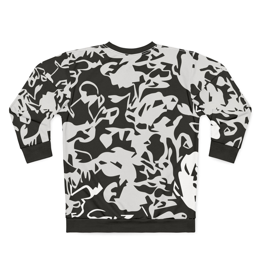 Camo Swirl Sweatshirt — Black & White All-Over Print