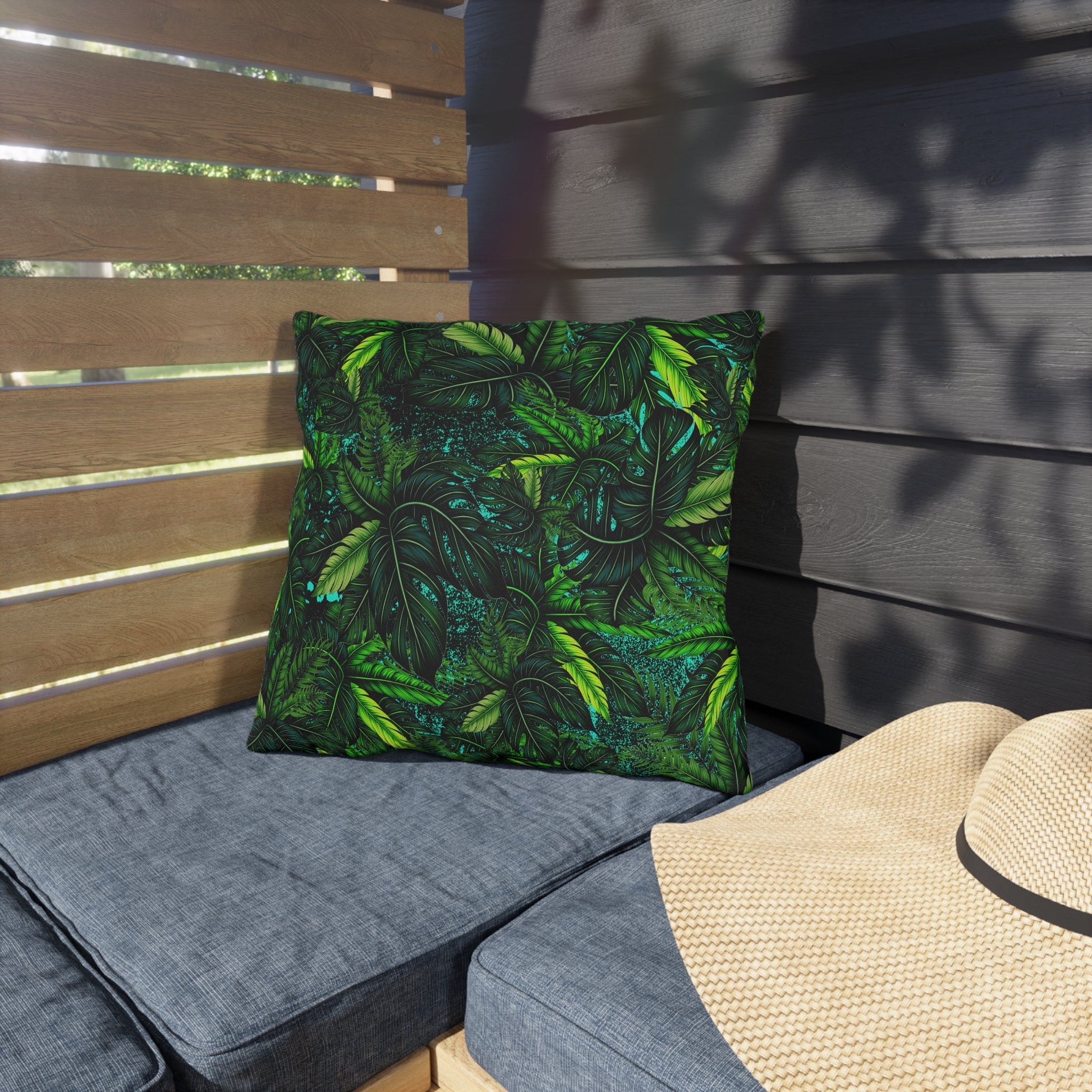 Tropical Leaf Outdoor Pillow — Green Jungle Patio Cushion