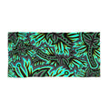 Tropical Floral Beach Towel — Teal & Black Hawaiian Pattern