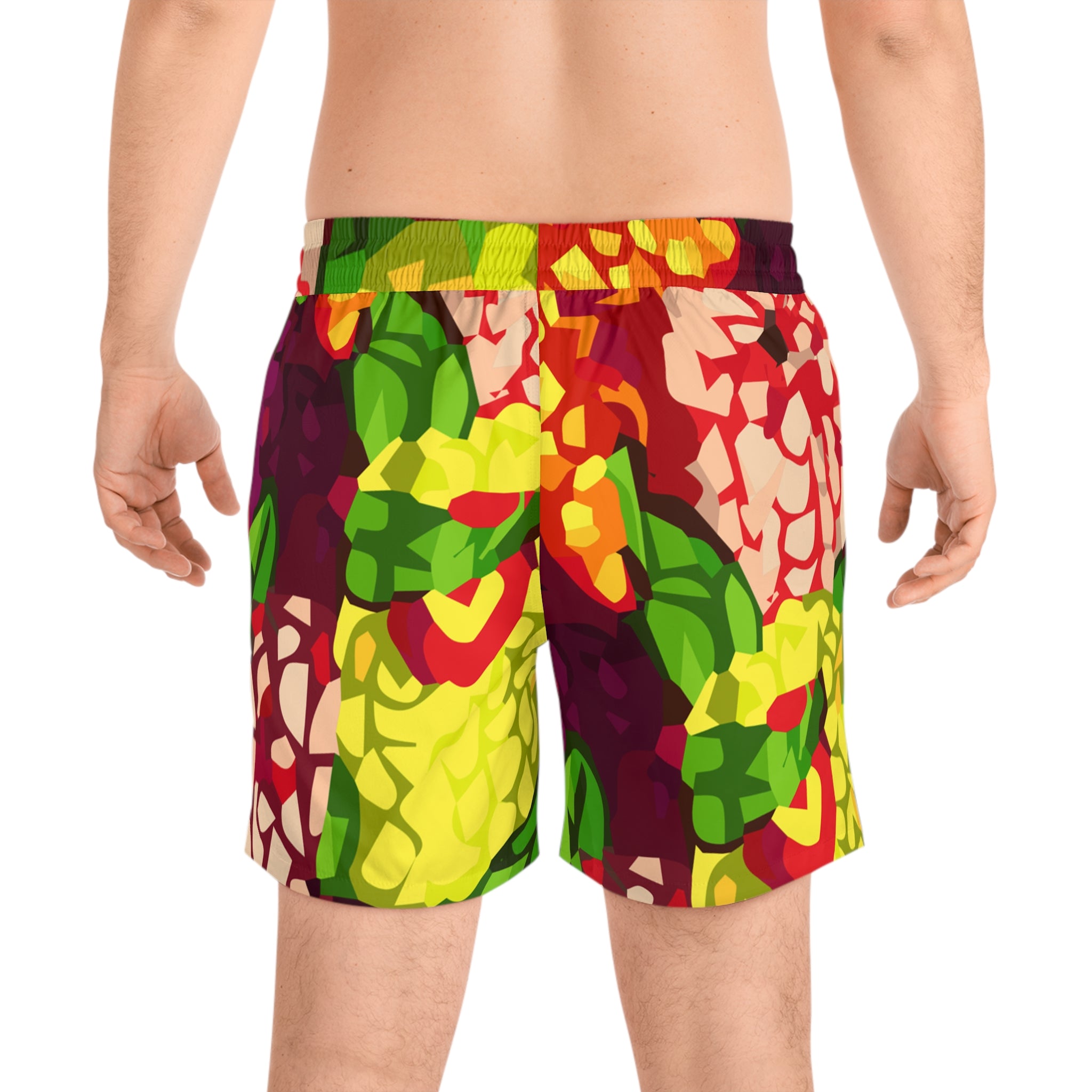 Tropical Pineapple Pattern Swim Shorts | Colorful AOP Beachwear