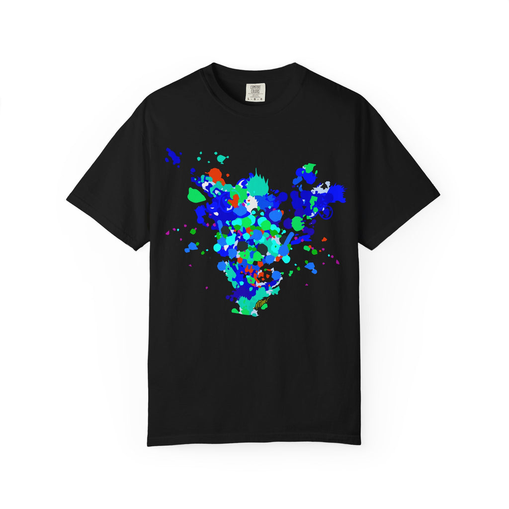 Abstract Blue-Green Paint Splatter T-Shirt