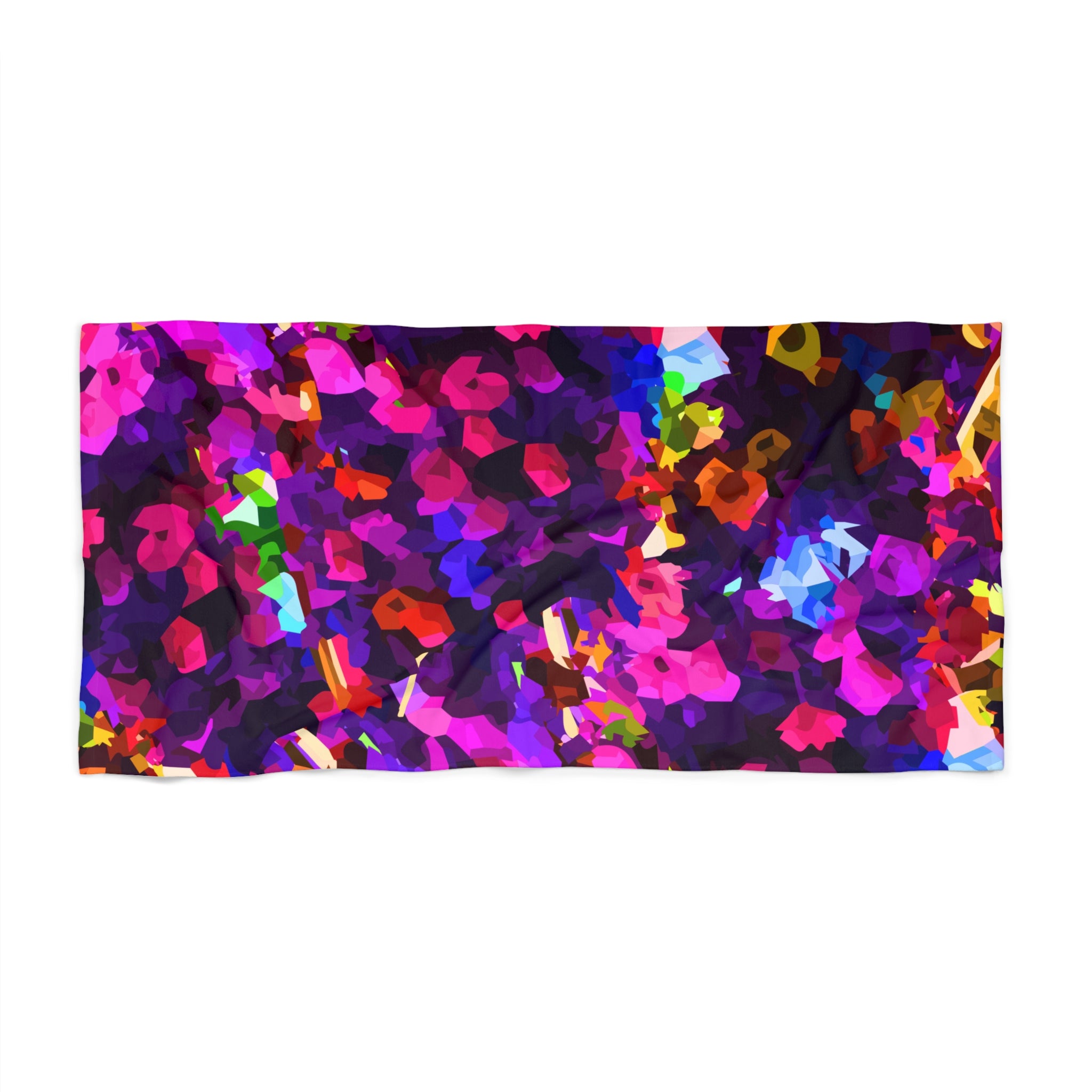 Vibrant Floral Mosaic Beach Towel