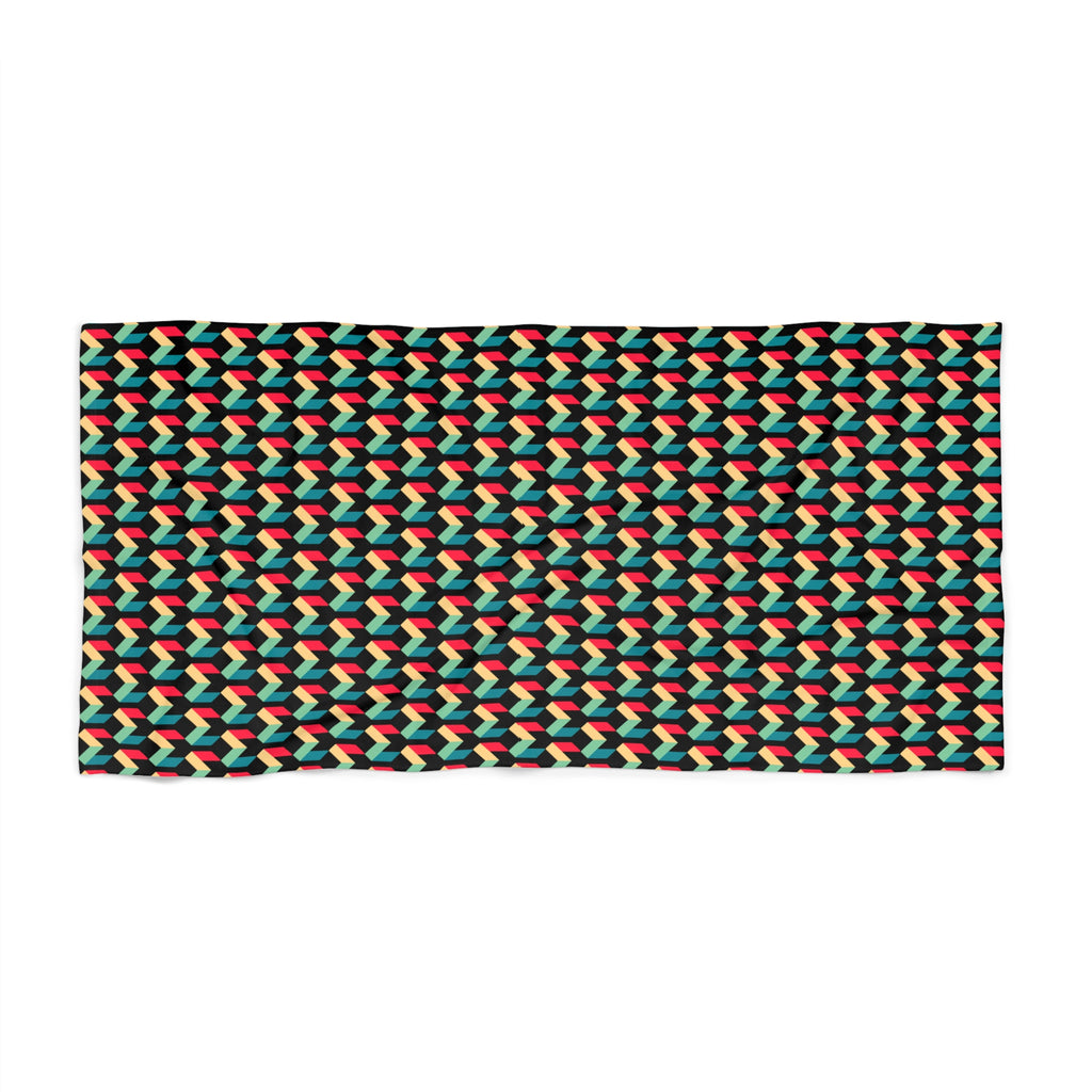 Geometric Tropic Beach Towel — Colorful Chevron Pattern