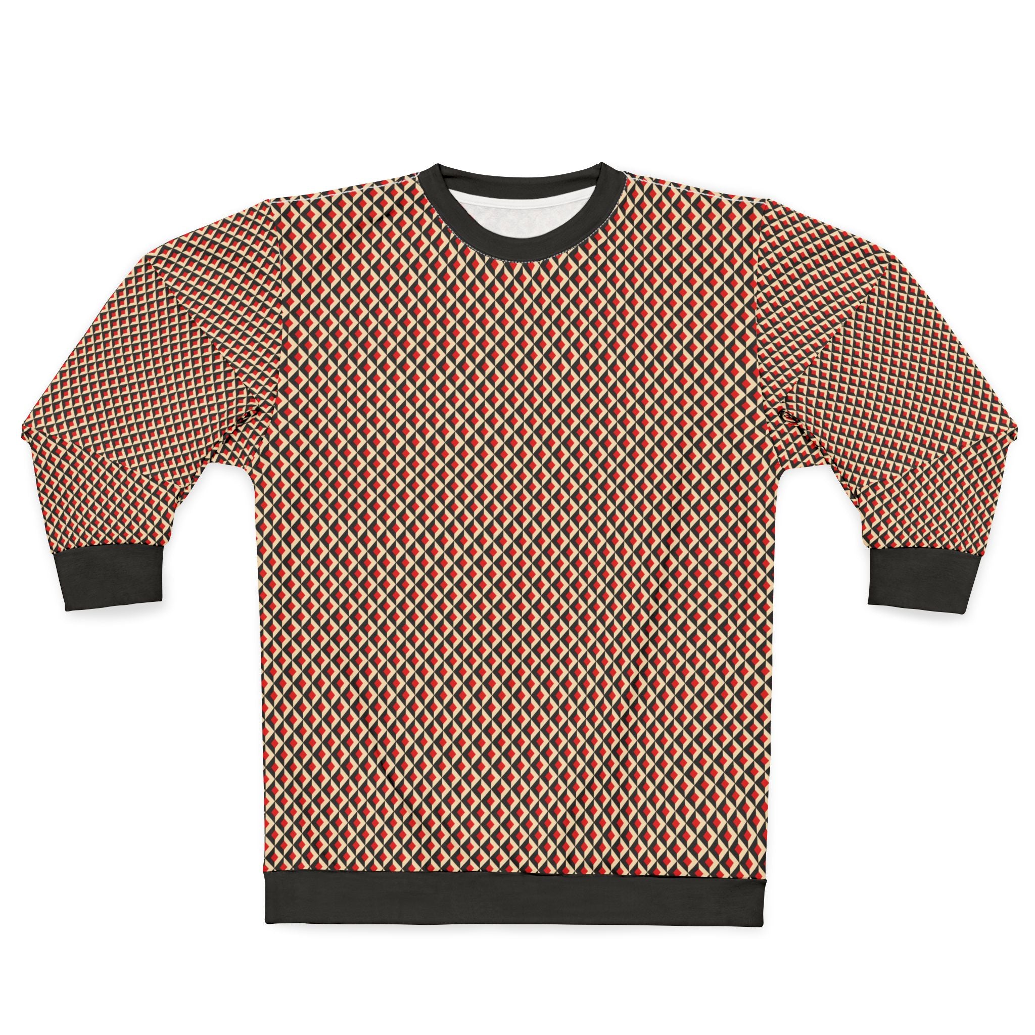 Geometric Retro Diamond All-Over Print Sweatshirt