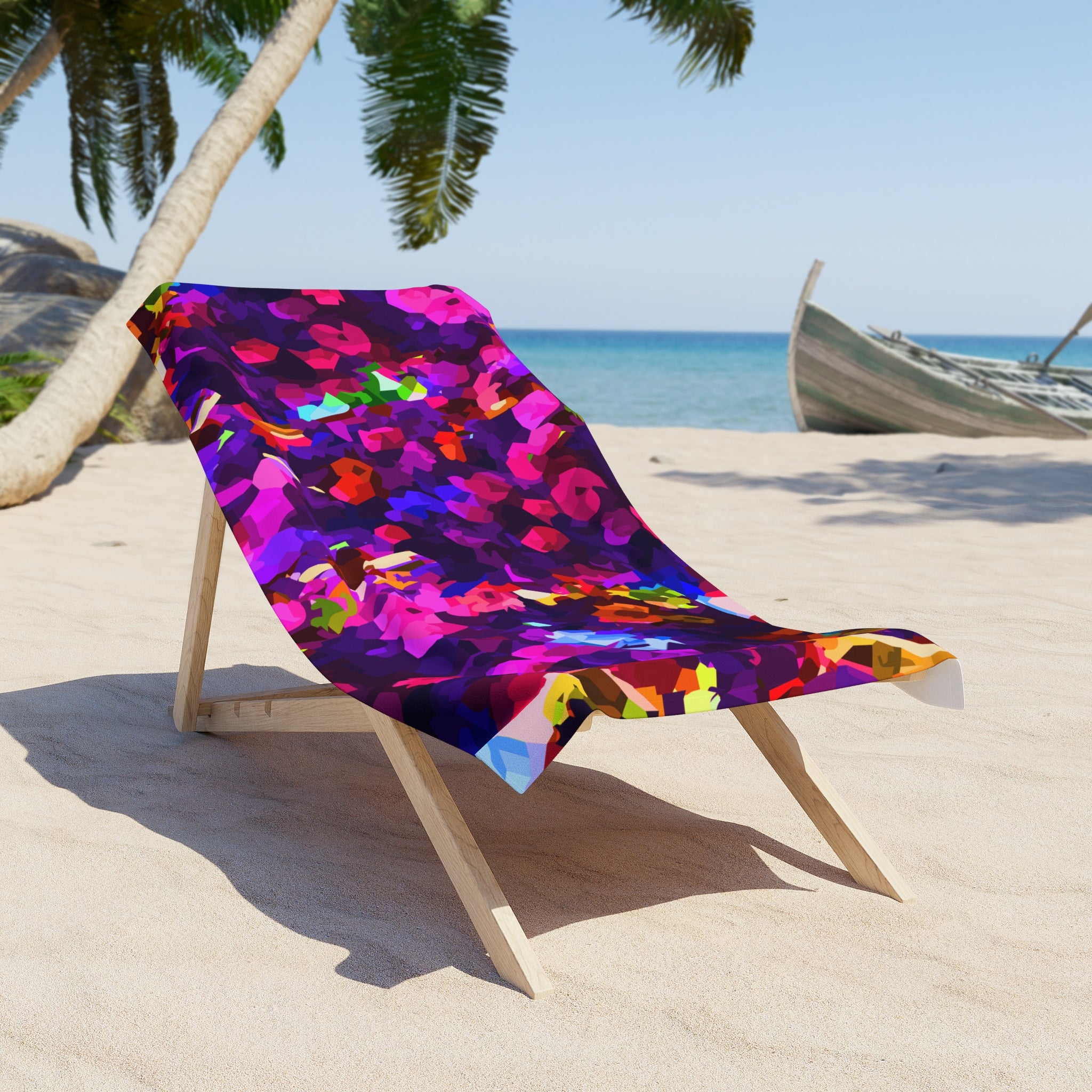 Vibrant Floral Mosaic Beach Towel