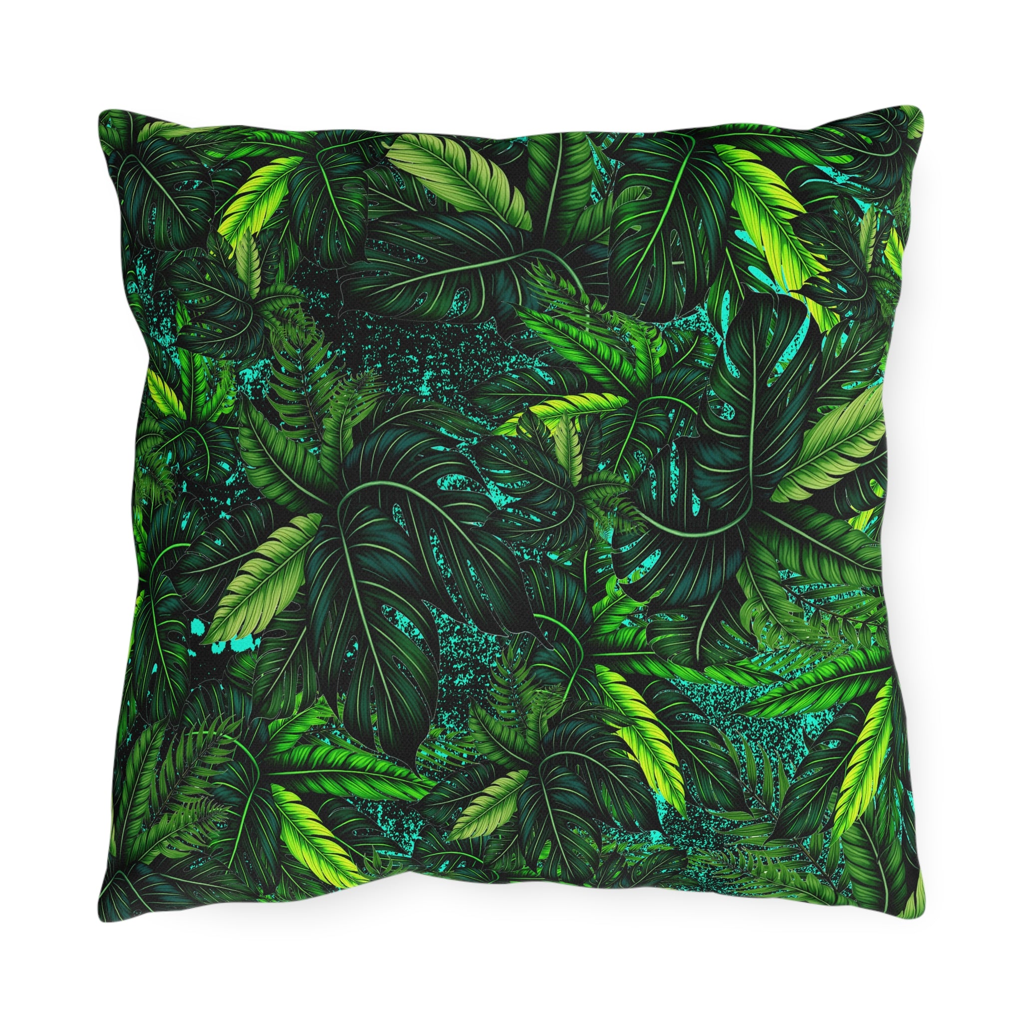 Tropical Leaf Outdoor Pillow — Green Jungle Patio Cushion