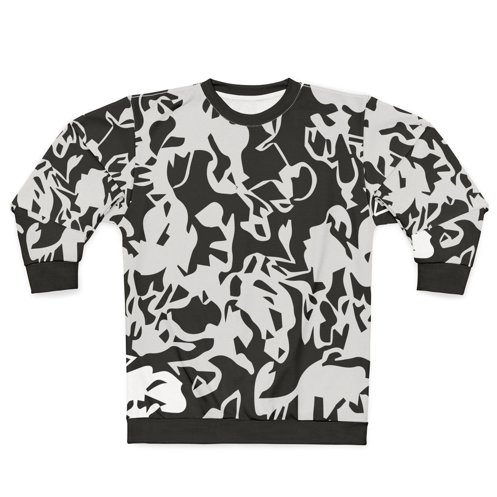 Camo Swirl Sweatshirt — Black & White All-Over Print