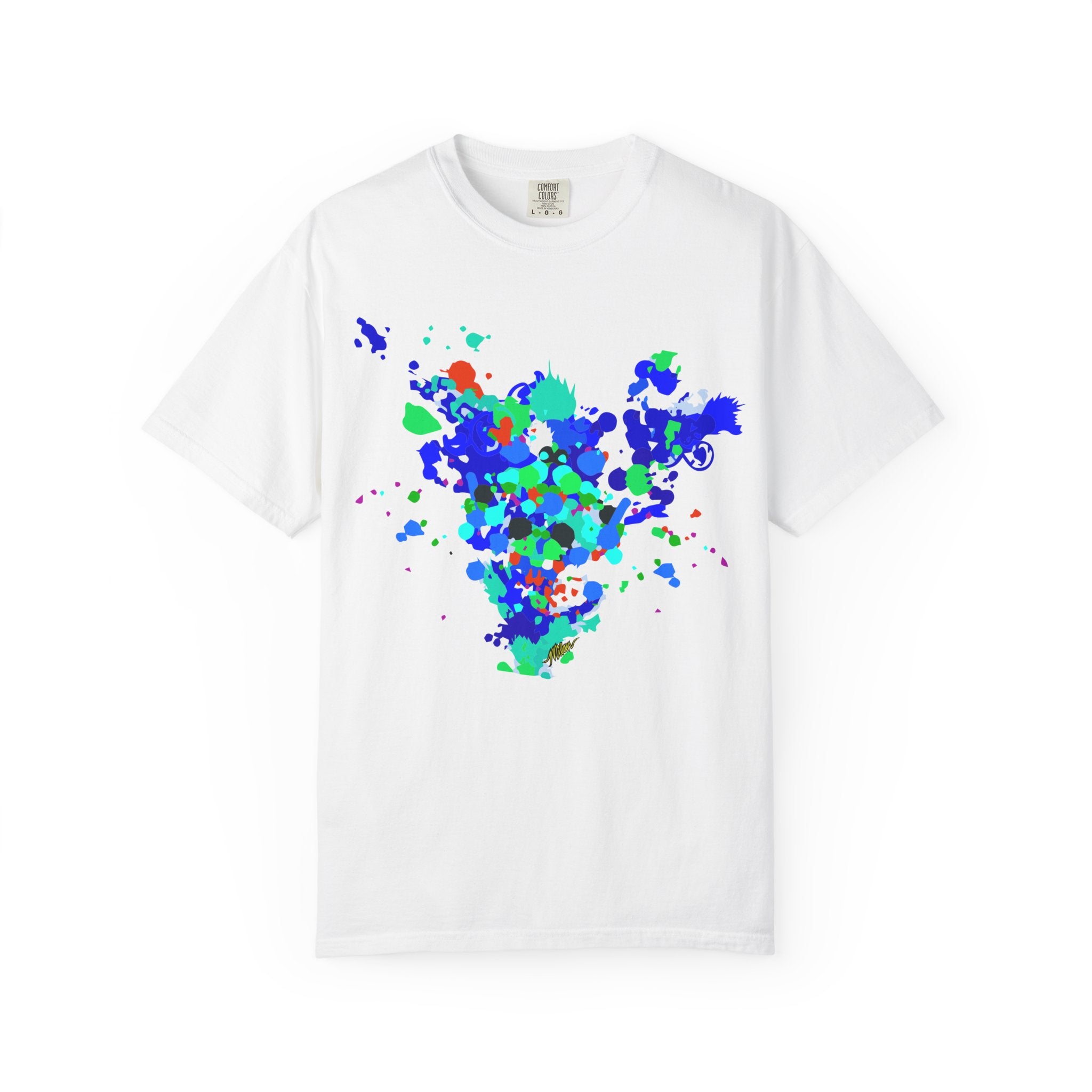 Abstract Blue-Green Paint Splatter T-Shirt