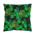Tropical Tiger Outdoor Pillow — Green Jungle Leaf Pattern