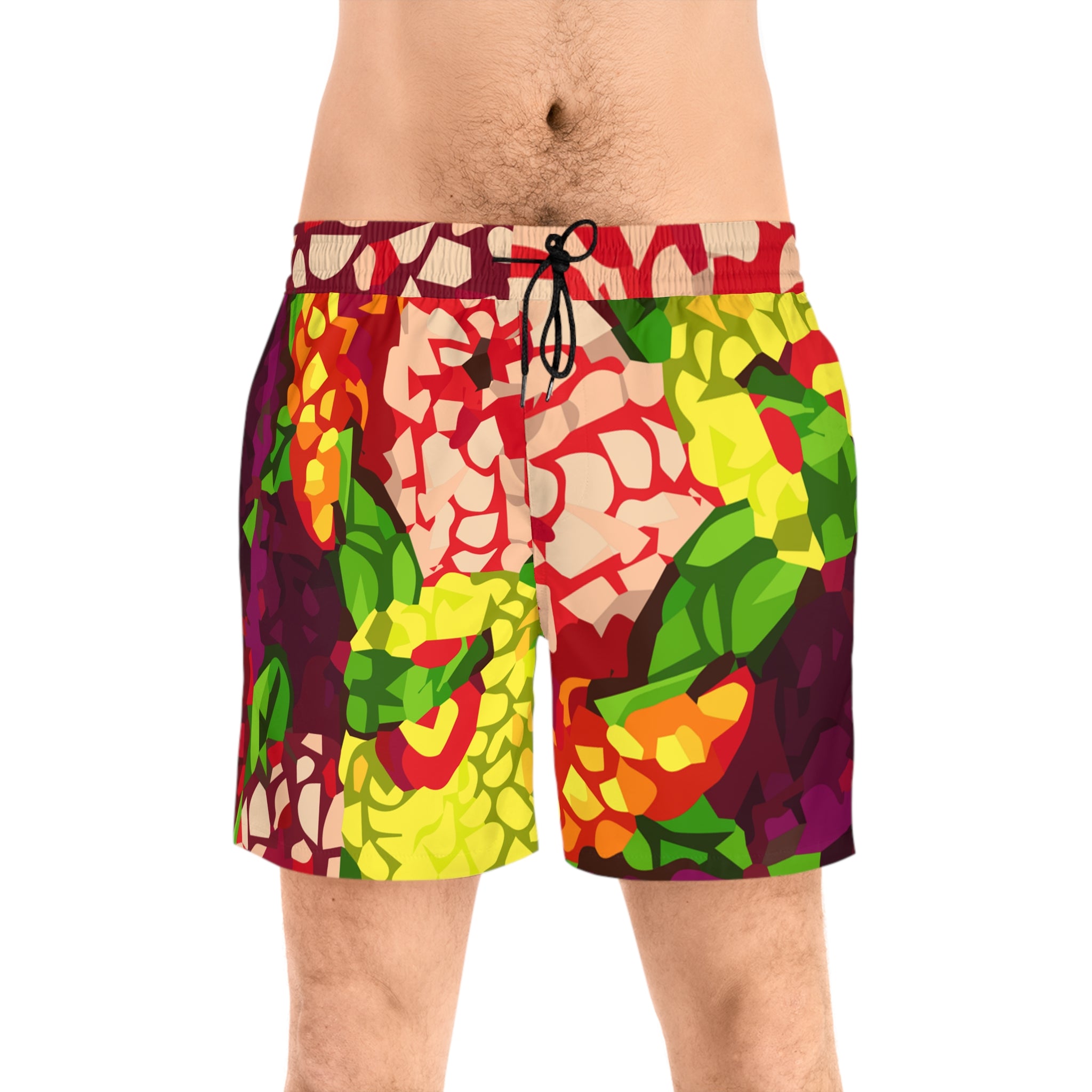 Tropical Pineapple Pattern Swim Shorts | Colorful AOP Beachwear