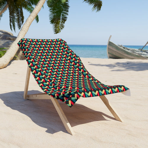 Geometric Tropic Beach Towel — Colorful Chevron Pattern