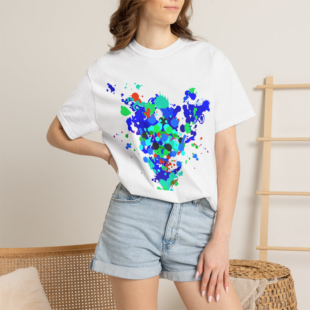 Abstract Blue-Green Paint Splatter T-Shirt