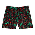 Red Green Leopard Print Swim Shorts | Mid-Length AOP