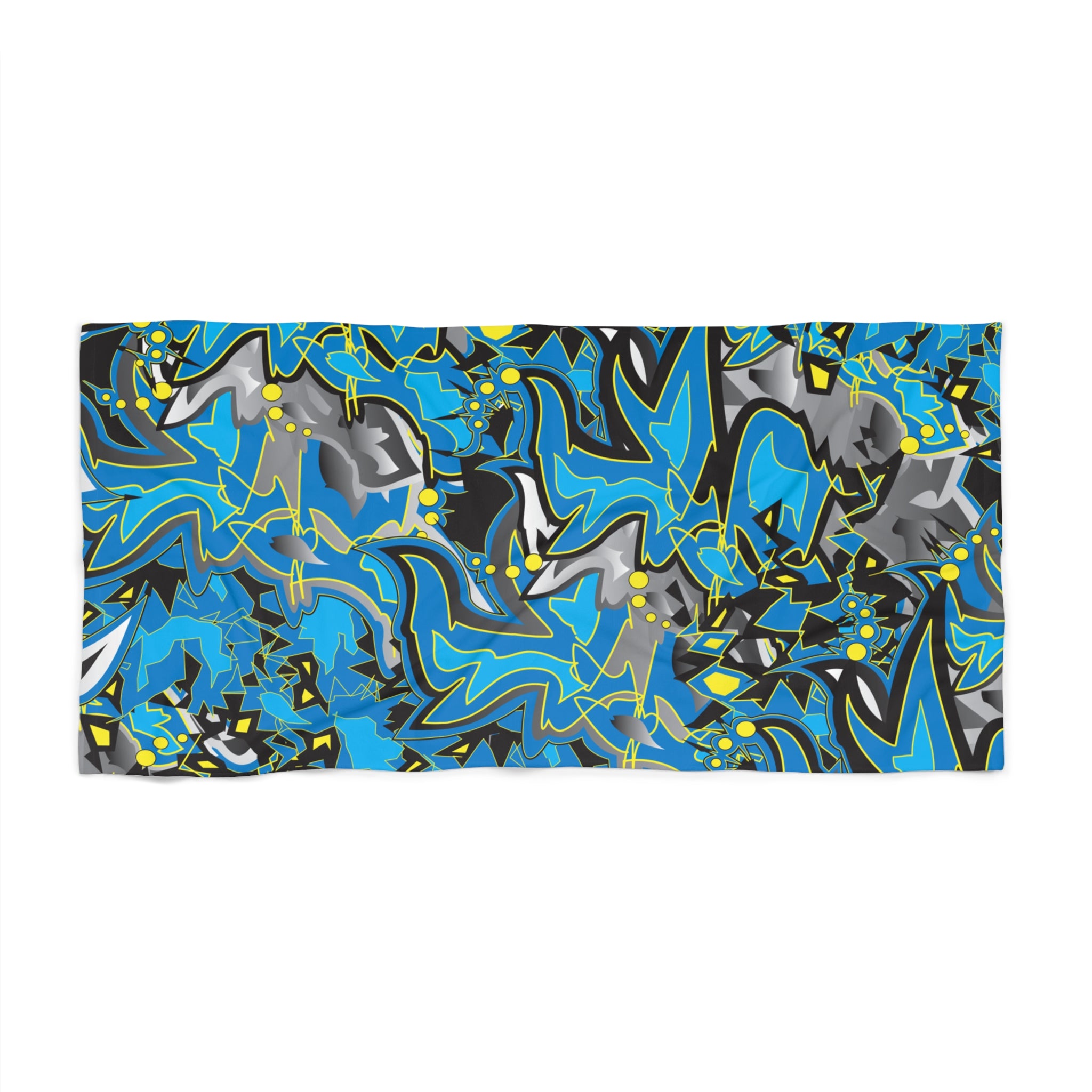 Abstract Blue Wave Beach Towel — Vibrant Coastal Pattern for Pool & Beach