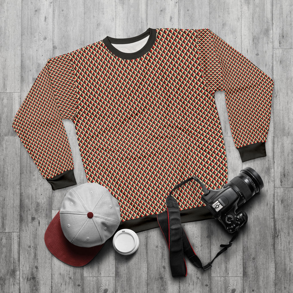 Geometric Retro Diamond All-Over Print Sweatshirt