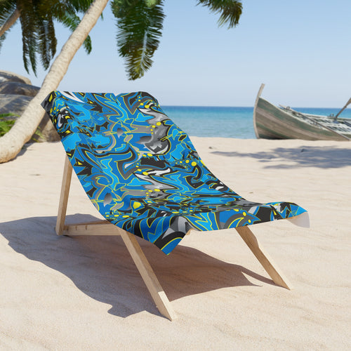 Abstract Blue Wave Beach Towel — Vibrant Coastal Pattern for Pool & Beach