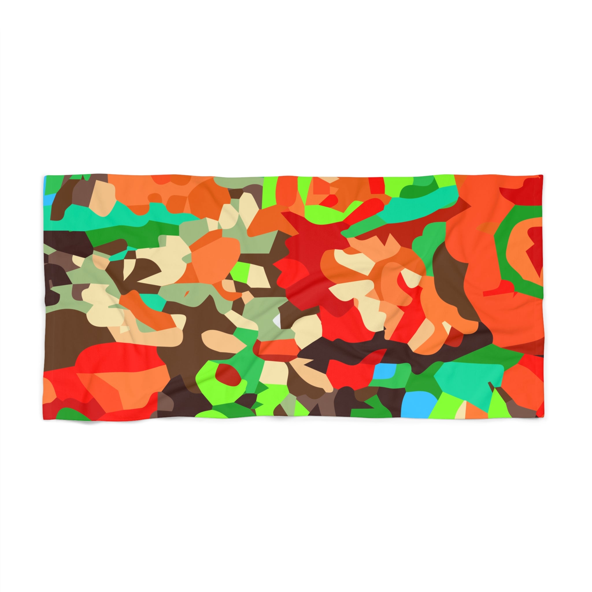 Vibrant Abstract Floral Beach Towel — Colorful Camouflage Summer Print