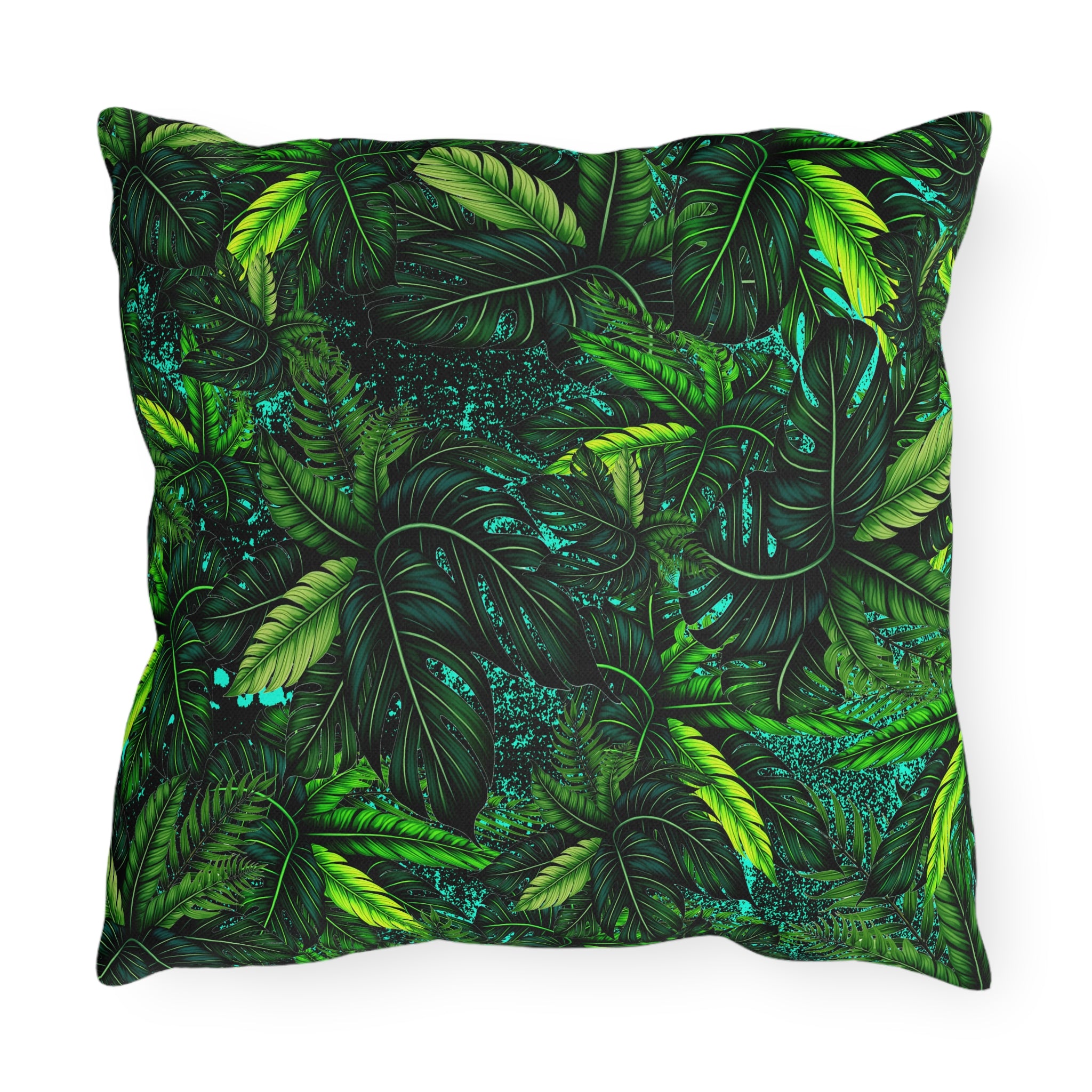 Tropical Leaf Outdoor Pillow — Green Jungle Patio Cushion