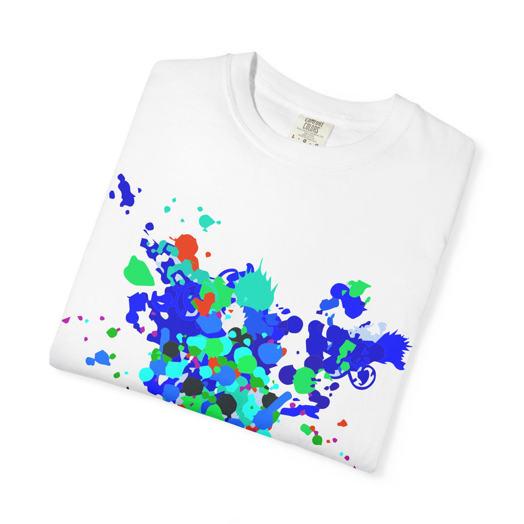 Abstract Blue-Green Paint Splatter T-Shirt