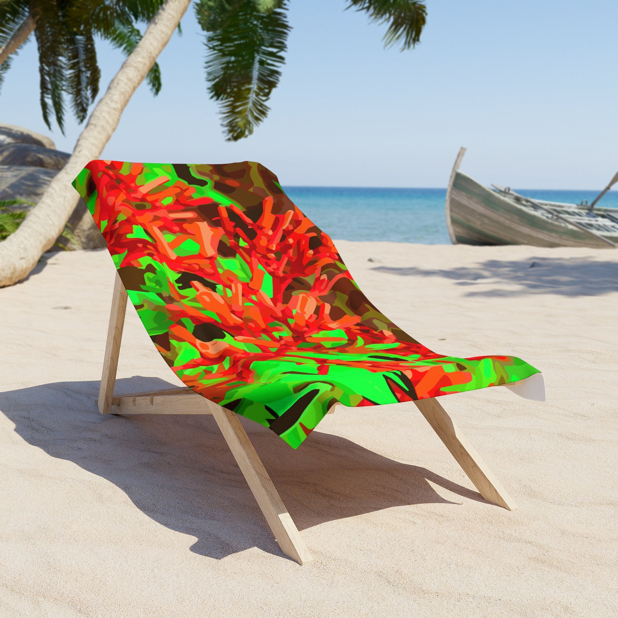 Tropical Red Ixora Beach Towel – Vibrant Floral Swim & Pool Towel