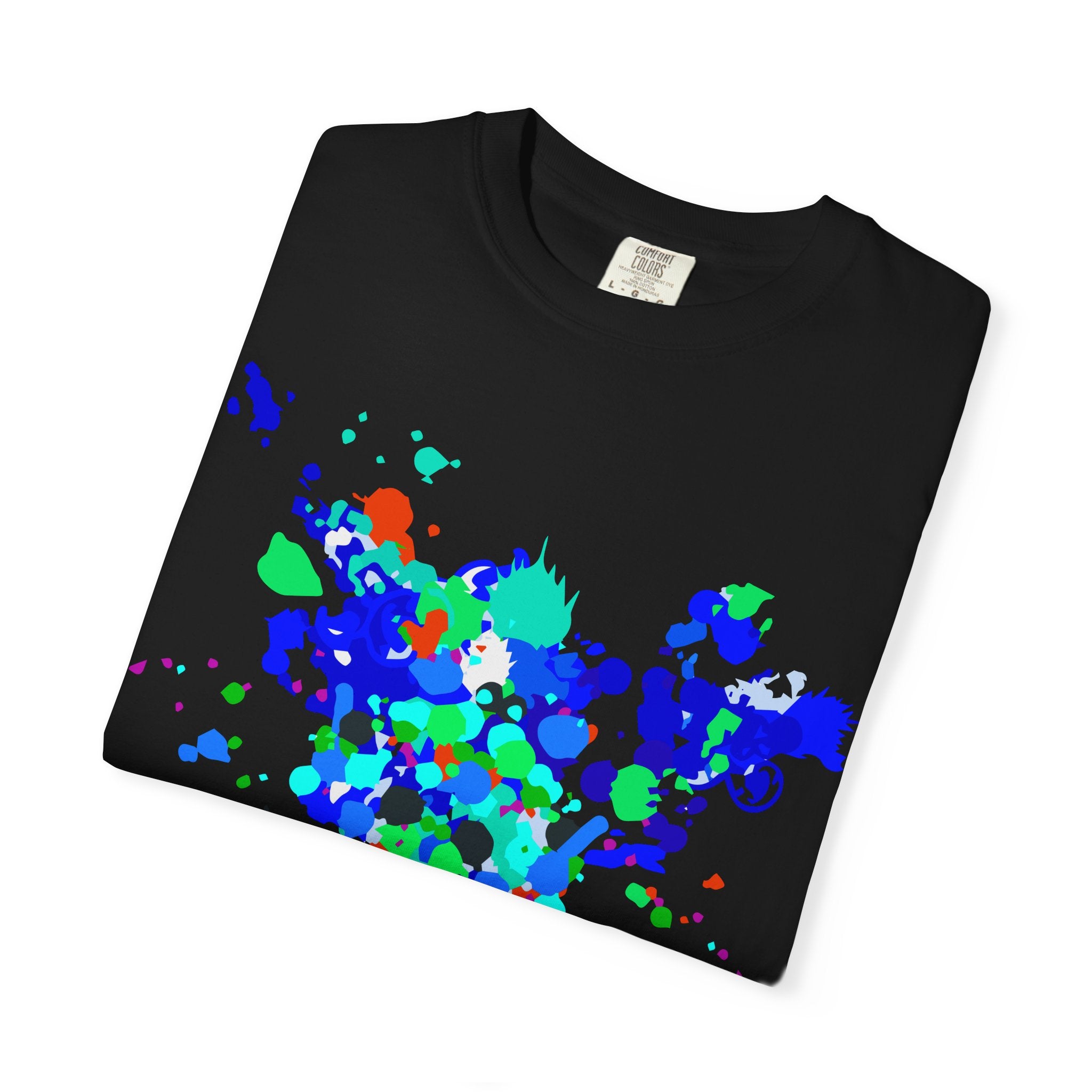 Abstract Blue-Green Paint Splatter T-Shirt